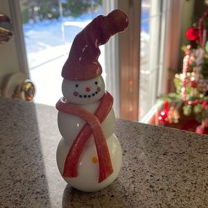 Hand blown snowman glass art from Vitrix Glass Studio in Corning New York
